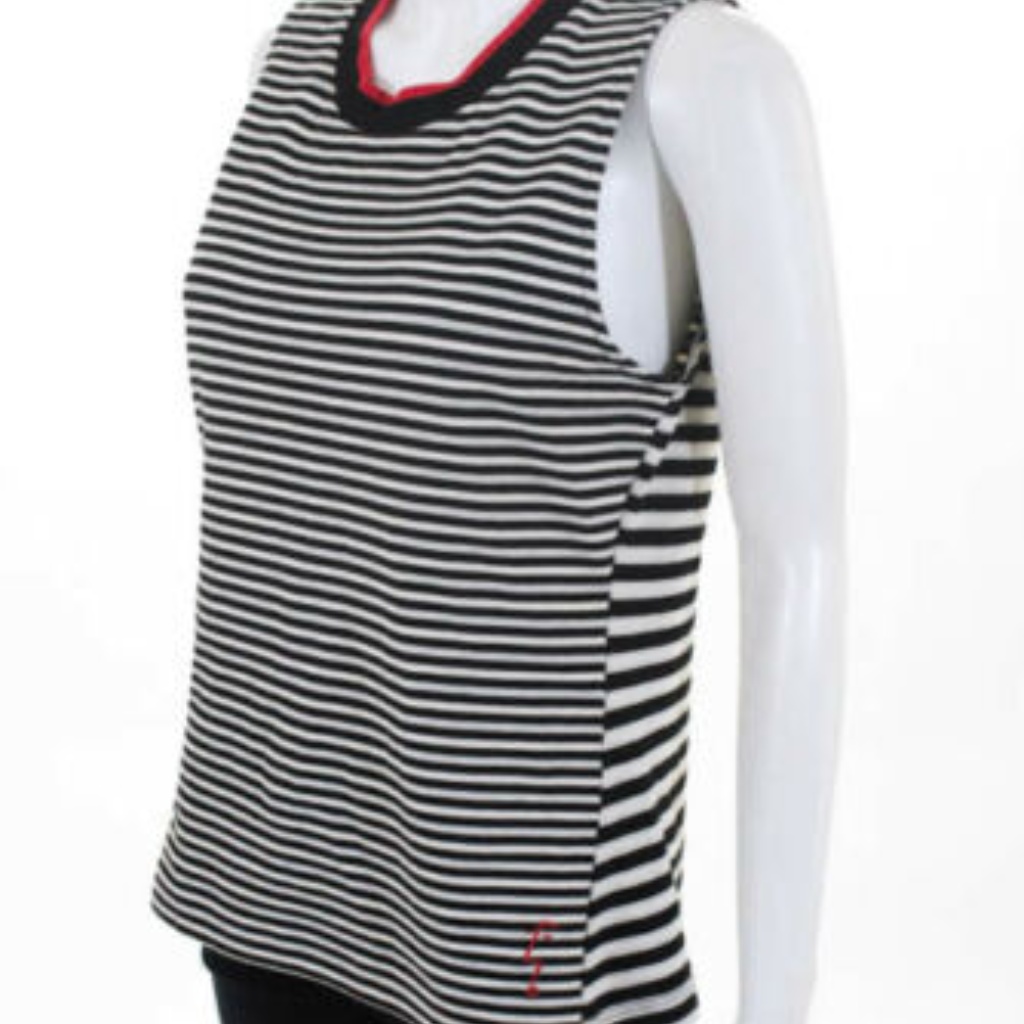 Grey Jason Wu Red Black Scoop Striped Sleeveless M